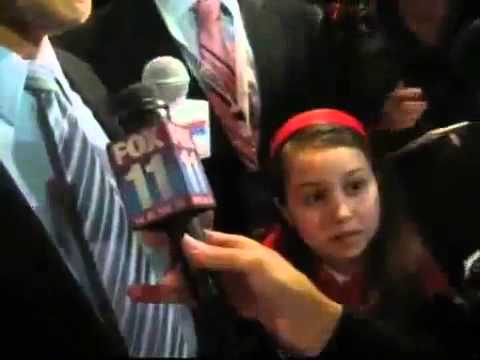 10 Year Old Girl Battles Reporters to Interview Ron Paul